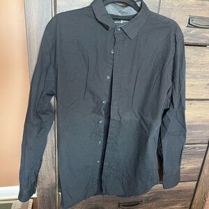 Beverly Hills Polo Club black with tiny white polka dot button up shirt